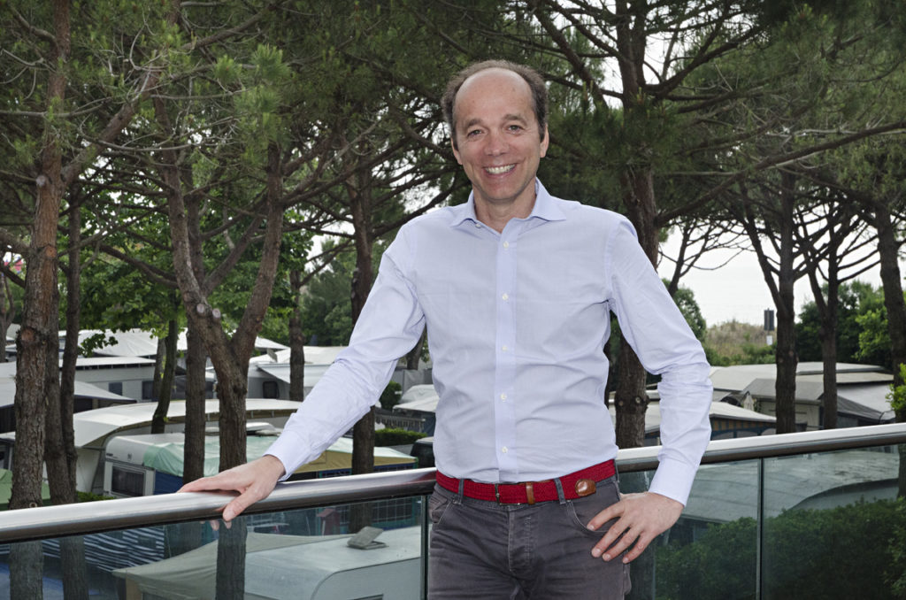 Dr Alessandro Sgaravatti, owner of Union Lido camping in Italy, on the terrace of Marino Wellness Club